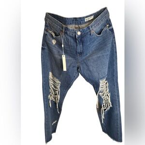 Blank NYC Relaxed Fit Distressed Blue Jeans